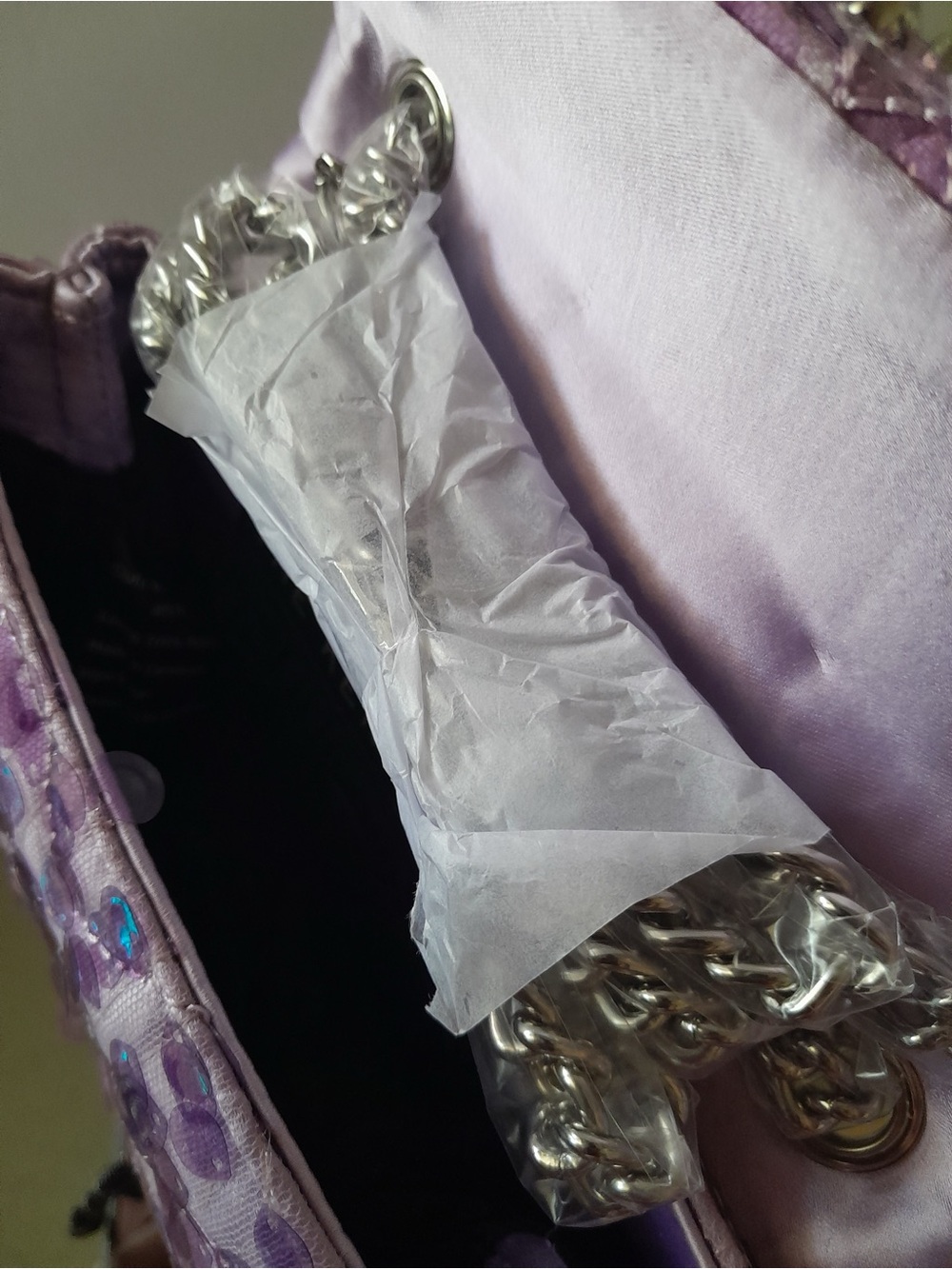 Kurt Geiger London Mini Kensington Purple Sequin Embellished Crossbody Bag NWT - Picture 7 of 13